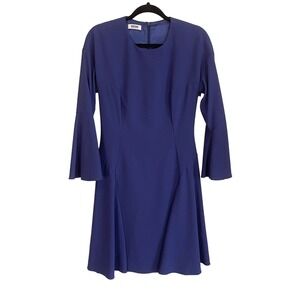 MOSCHINO Cheap And Chic Dress S/M A Line Crew Neck Zip Bell Sleeves Mini Blue